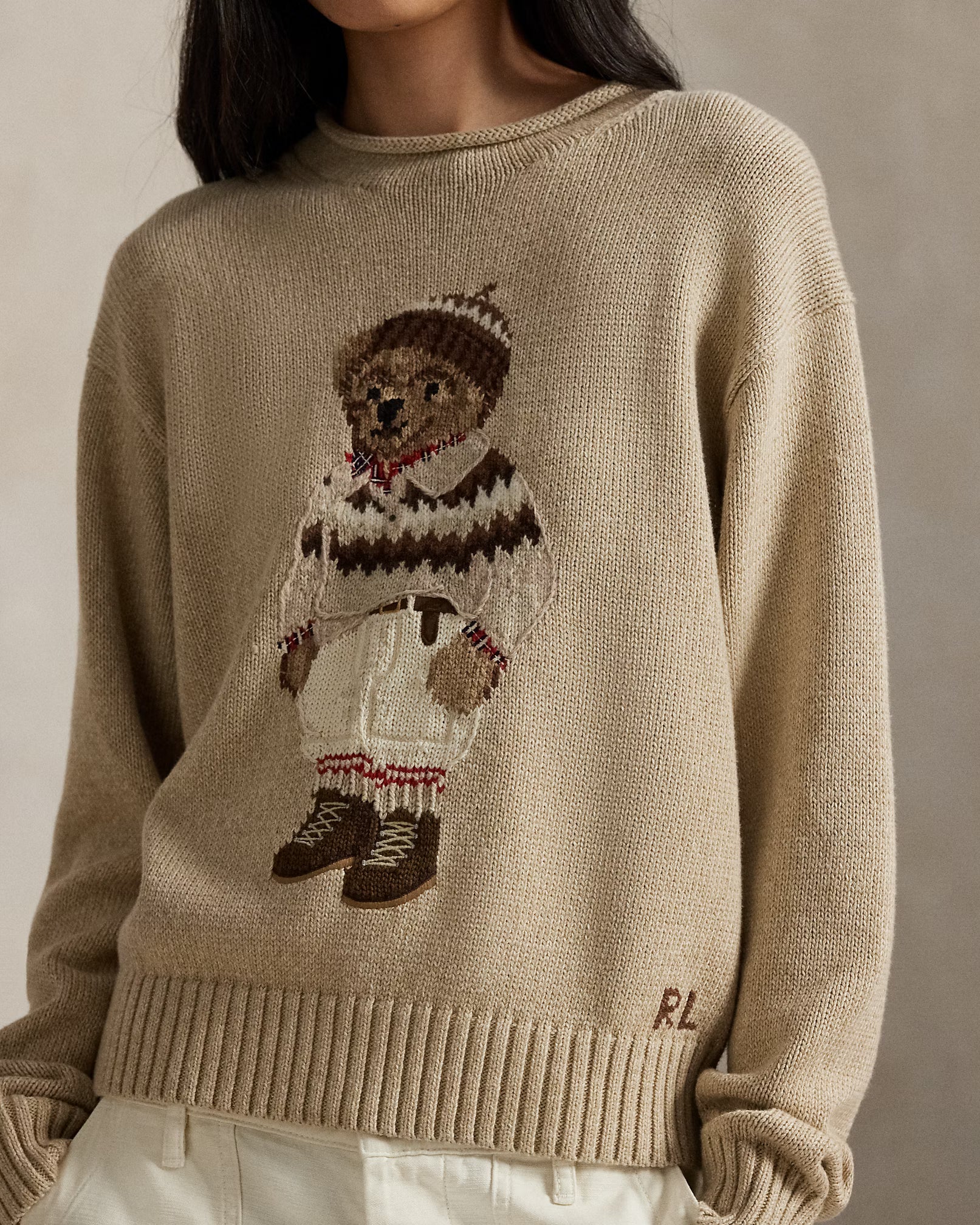 Suéter Ralph Lauren | Polo Bear Bege com Touca