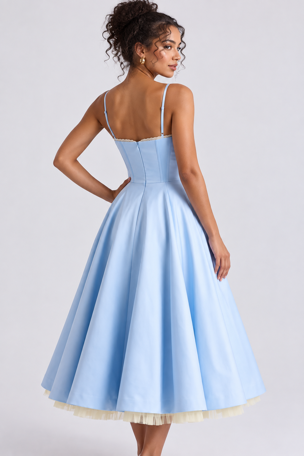 Vestido Midi Bella- Dupla Camada Azul Bebê
