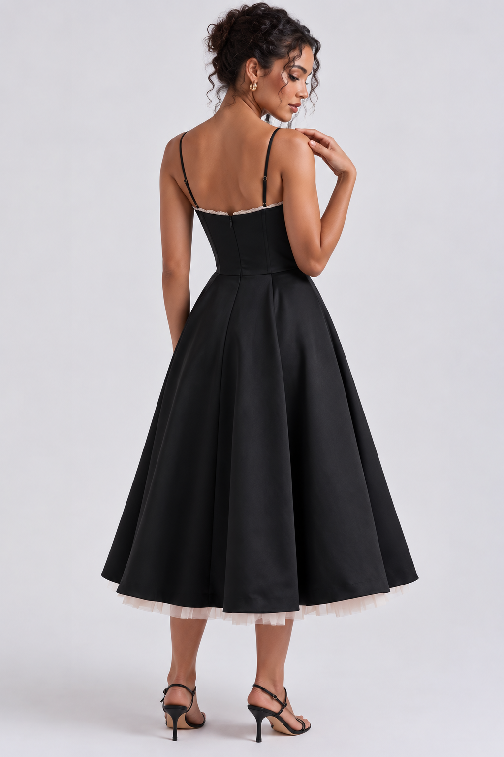 Vestido Midi Bella- Dupla Camada Azul Marinho