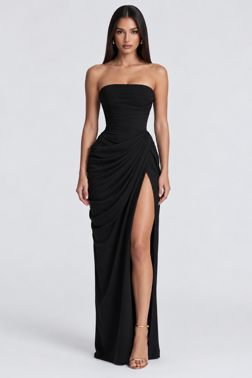 Vestido Longo Bustier Bianca - Preto