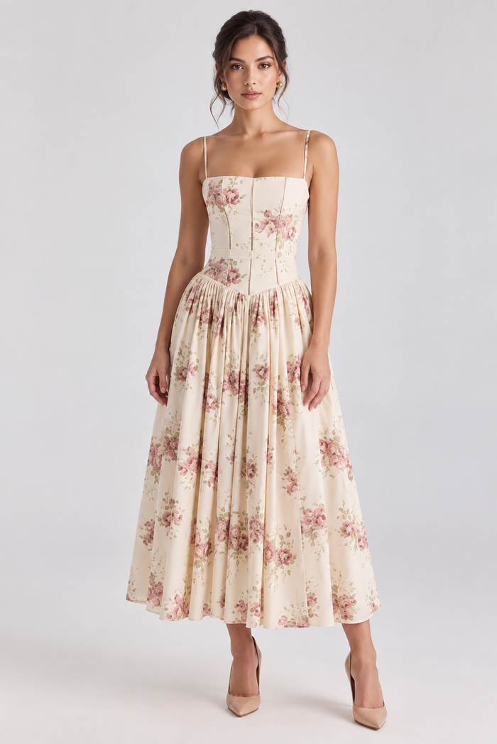 Vestido Modelador Camille - Bege Floral
